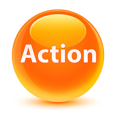Action glassy orange round button