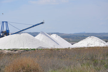 Snow-white sea salt extracted from the Mediterranean Sea in southern Spain.