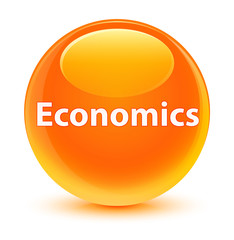 Economics glassy orange round button