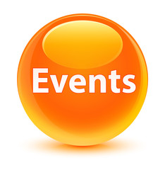 Events glassy orange round button