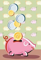 Ceramic piggy bank shaped like a pig