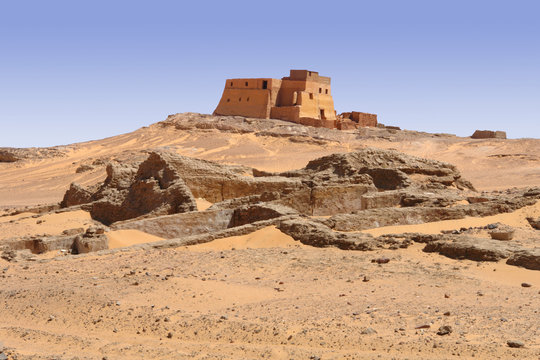 Old Dongola - so called throne Hall in deserted Makuria christian state in old  Sudan
