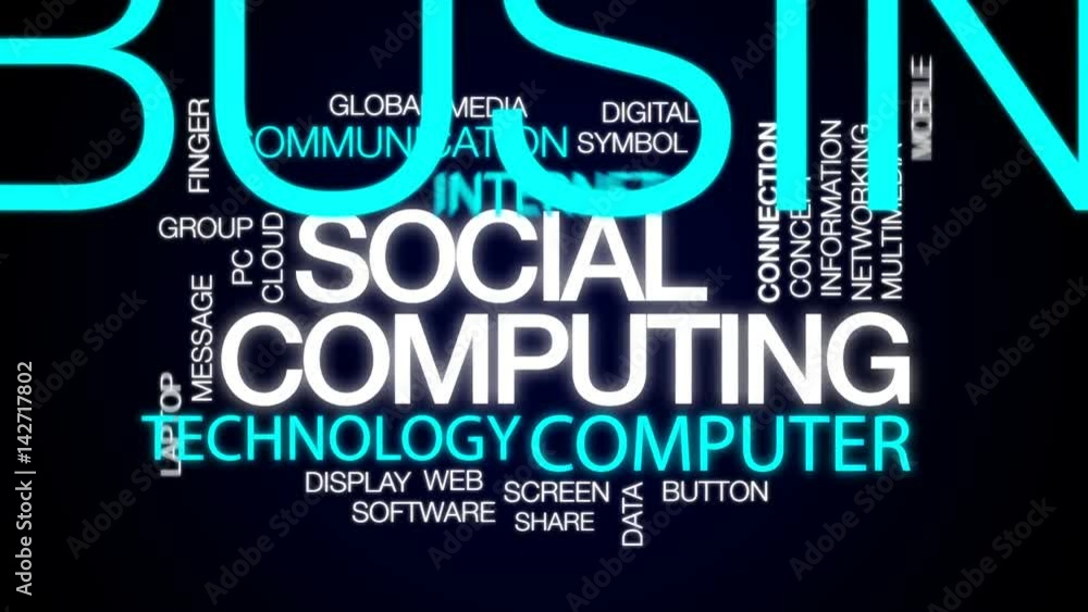 Poster social computing animated word cloud, text design animation.