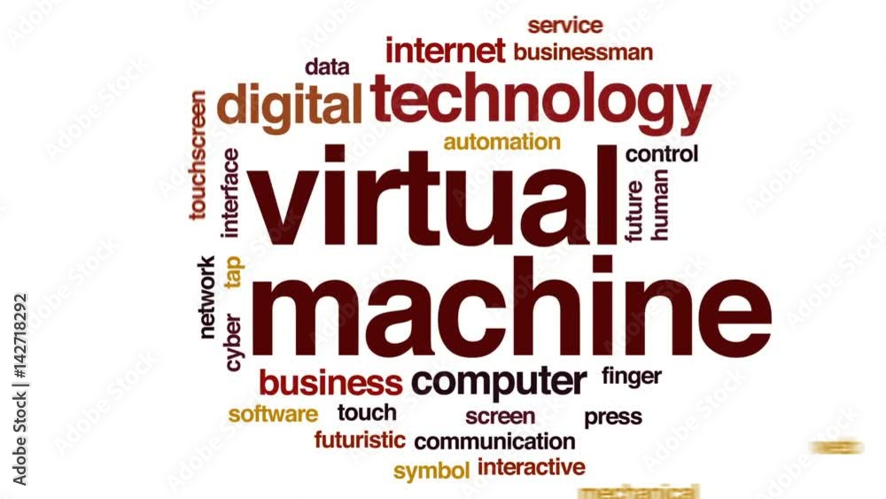 Poster virtual machine animated word cloud, text design animation.