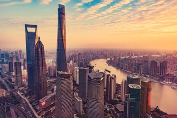 Fototapeten Aerial view of Shanghai city. © serjiob74