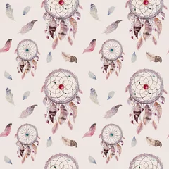 Printed roller blinds Dream catcher Dreamcatcher and feather pattern. Watercolor bohemian decoration