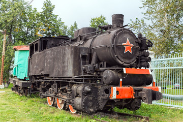 Fototapeta na wymiar The old Soviet shunting locomotive