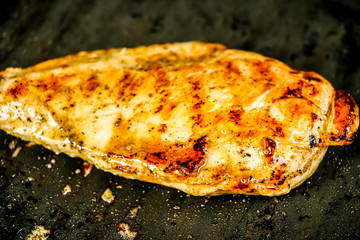 frying chicken in pan