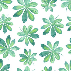 Watercolor tropical pattern with leaves. - 142719404