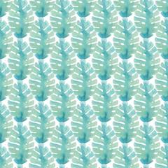 Watercolor tropical pattern with leaves. - 142719443
