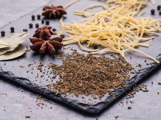 raw pasta and ingredients