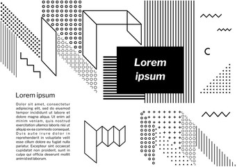 Geometric background with different forms. Template for covers, flyers, banners, posters and placards, presentations. Vector illustration