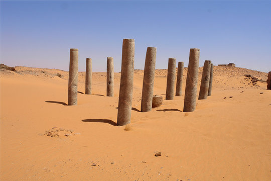 Old Dongola - The Church of the Granite Columns in deserted Makuria christian state in old Sudan
