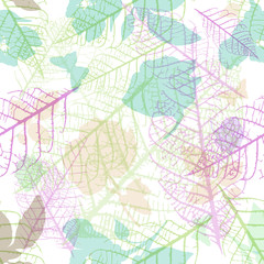 Seamless pattern with pastel plant silhouettes