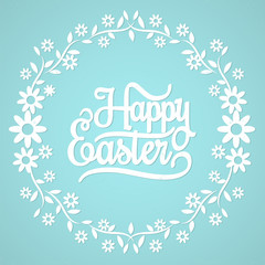 Happy Easter On The Blue Background