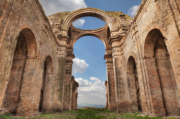 Fototapeta na wymiar Grottole, Matera, Basilicata, Italy: ruins of the ancient church