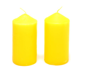 yellow candle light isolated on white background