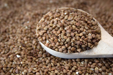 buckwheat in a wooden spoon