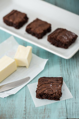 Brownies on a Plate with Butter