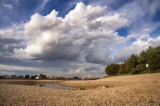 Der Rhein bei Speyer - Niedrigwasser