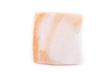 macro mineral nacre stone, pearl, mother-of-pearl on a white background