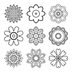 Vector Set of Beautiful Mandalas. Abstract Objects Isolated On White Background. Ethnic Decorative Elements
