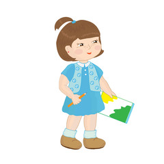 Девочка с альбомом и карандашом