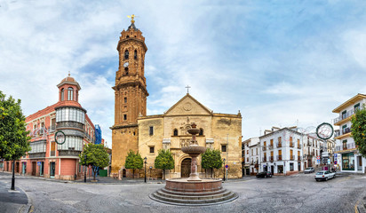 Fototapeta na wymiar Panorama of San Sebastian square in Antequera