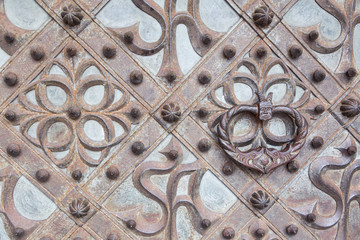 St Annes church door detail in Vilinus, Lithuania