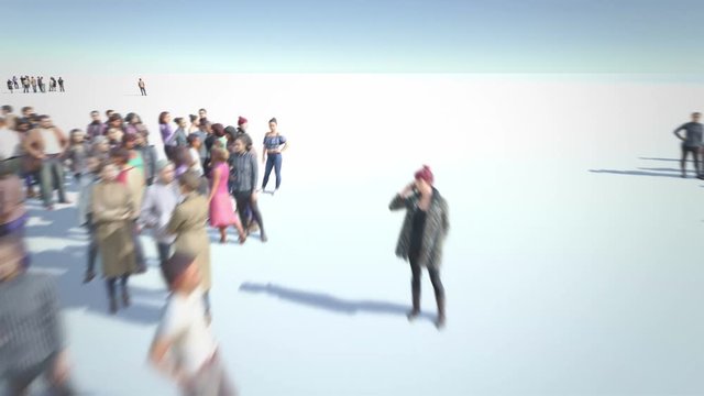 People of United Kingdom of Great Britain and Northern Ireland. Thousands of people formed Flag of United Kingdom called Union Jack or Union Flag. Crowd flight over. Motion Blur. Camera zoom out.