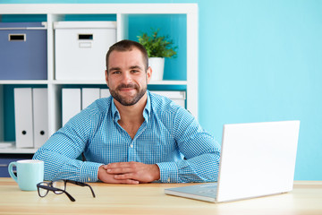 Handsome man sitting in modern office