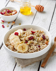 Buckwheat porridge with dried fruits and banana