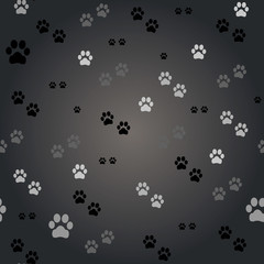 Paw print seamless. Traces of Cat Textile Pattern.  seamless