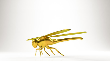 golden 3d rendering of an animal isolated on white
