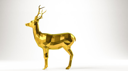 golden 3d rendering of an animal isolated on white