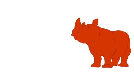 outlined rhino isolated on white 3d rendering