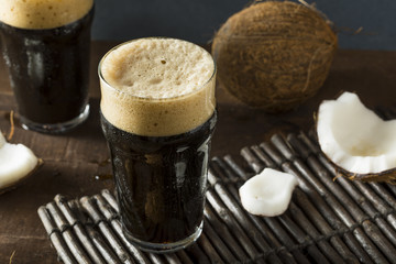 Refreshing Cold Dark Coconut Beer