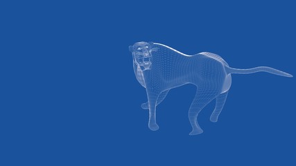 Obraz premium 3d rendering of an outlined tiger