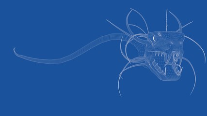 3d rendering of an outlined monster
