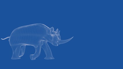 3d rendering of an outlined rhino