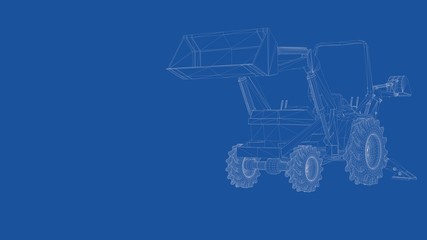 3d rendering of an outlined digger