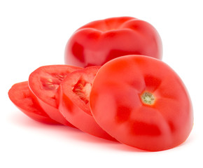 sliced tomato tower isolated on white background cutout