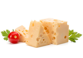Cheese block isolated on white background cutout