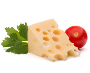 Cheese block isolated on white background cutout