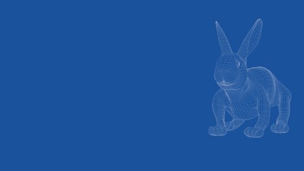 Obraz na płótnie Canvas 3d rendering of an outlined rabbite