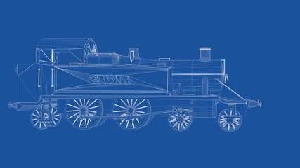 Fototapeta na wymiar 3d rendering of an outlined train