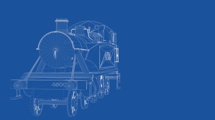 3d rendering of an outlined train