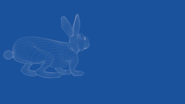 3d rendering of an outlined rabbite