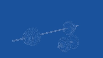 3d rendering of an outlined dumbells