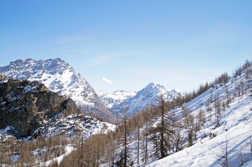 Fototapeta na wymiar Panorama di montagna con vista Pizzo Palù Italia
